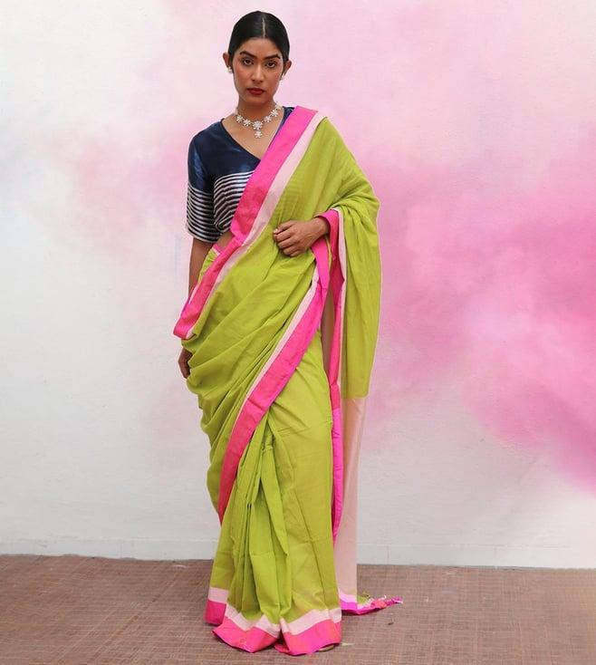 chidiyaa multicolor holika laverna handwoven cotton saree