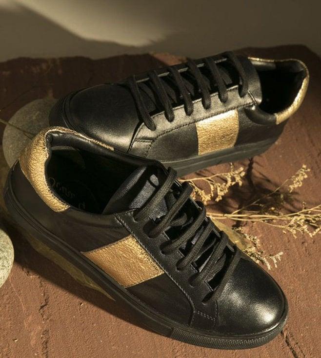 saint g elen black gold leather sneakers