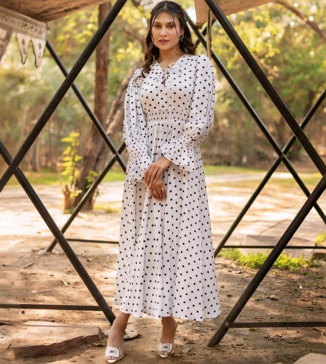 calmna white polka dress