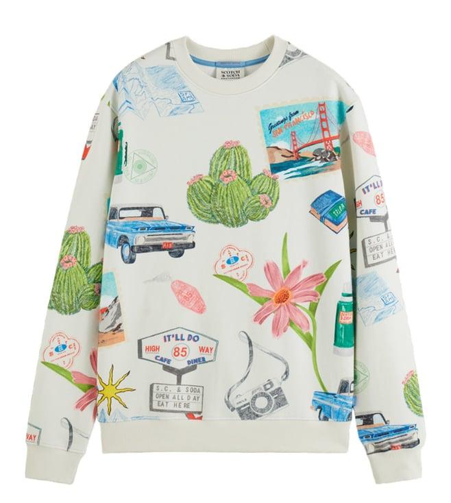 scotch & soda on the road aop travel inspired graphic print regular fit sweatshirt