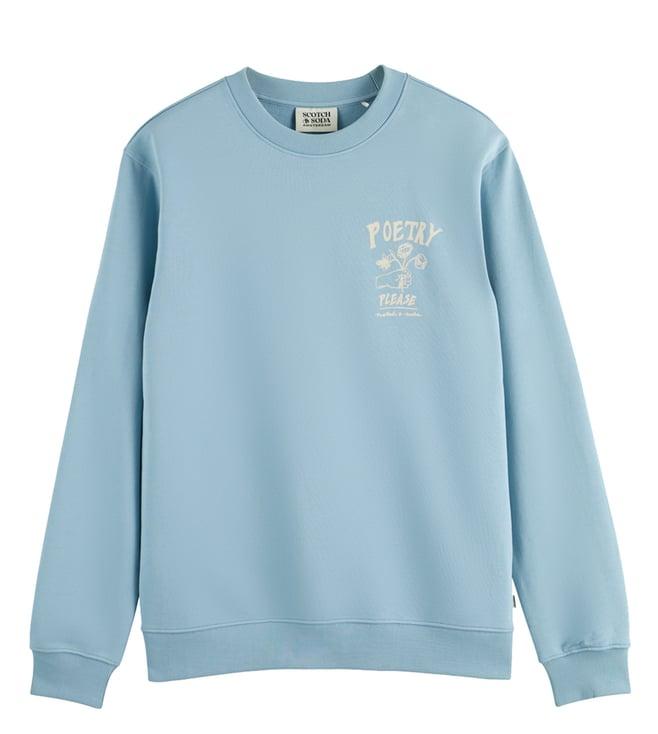 scotch & soda bay blue front chest artwork print regular fit sweatshirt