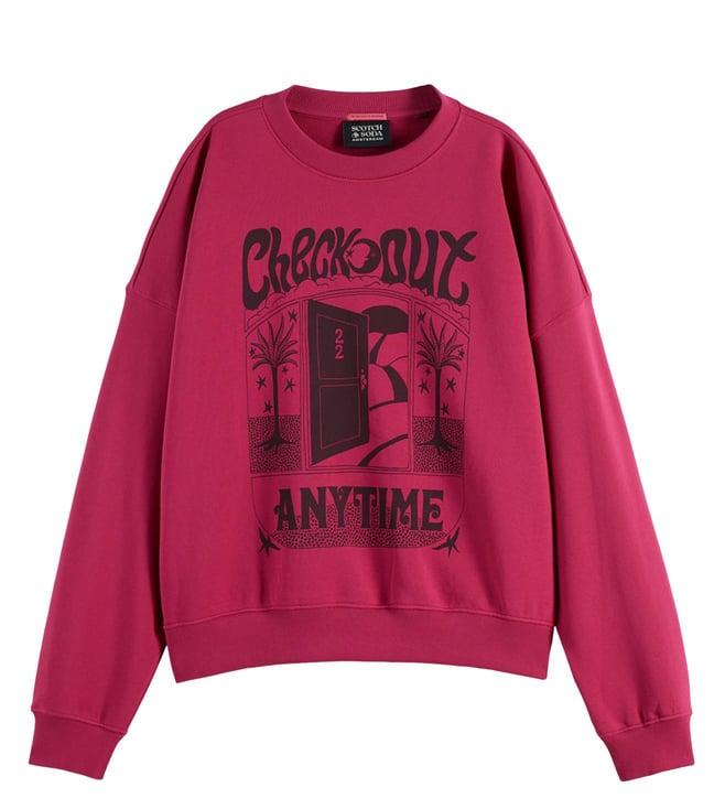 scotch & soda bohemian pink front artwork print oversized fit sweatshirt