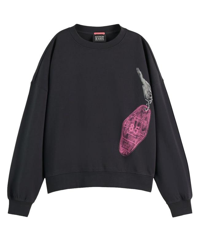 scotch & soda evening black front artwork print oversized fit sweatshirt