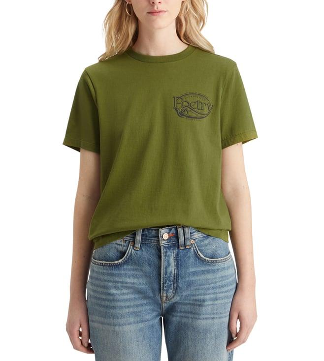 scotch & soda moss green chest artwork print regular fit t-shirt