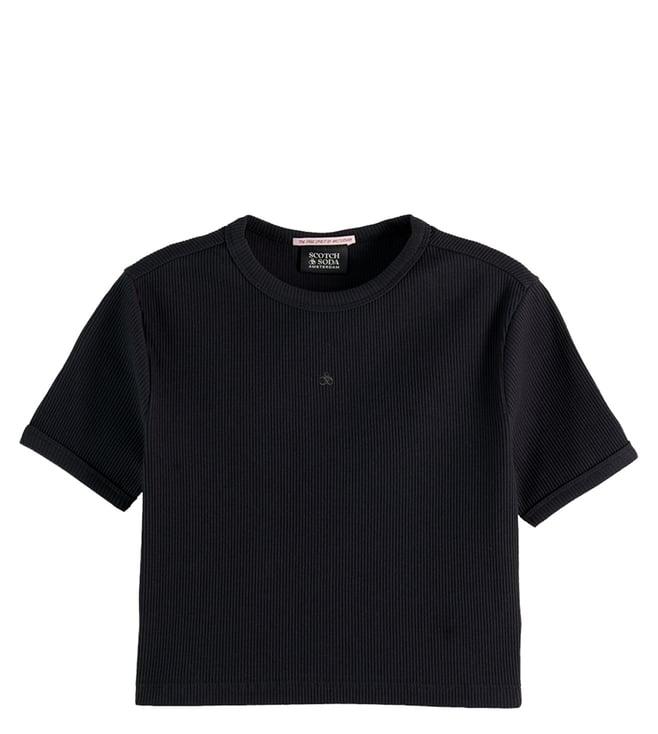 scotch & soda black baby rib striped regular fit t-shirt