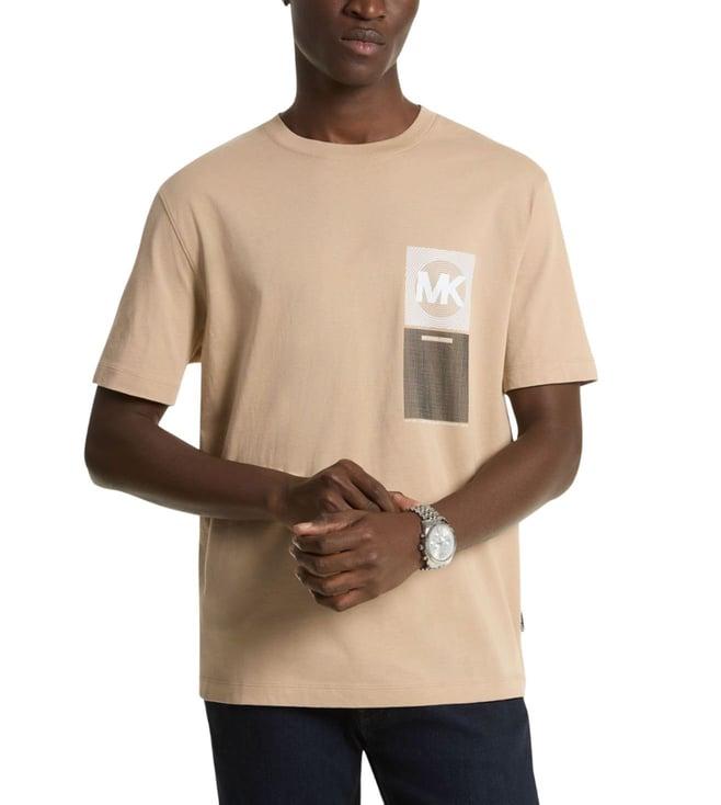 michael michael kors khaki graphic logo relaxed fit t-shirt