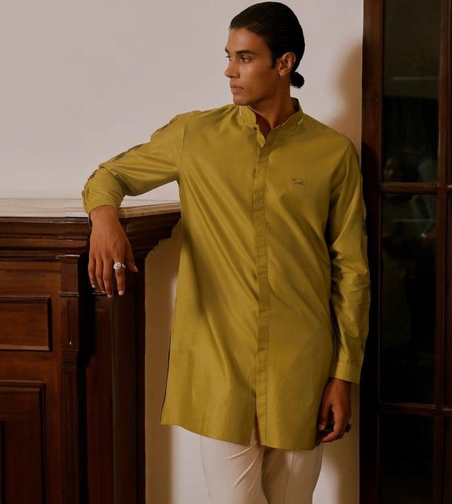 andamen gold heritage men short length pleats/tucks kurta