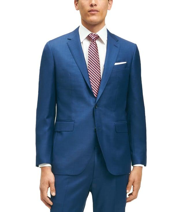 brooks brothers blue regular fit slim fit wool sharkskin 1818 suits sport coat