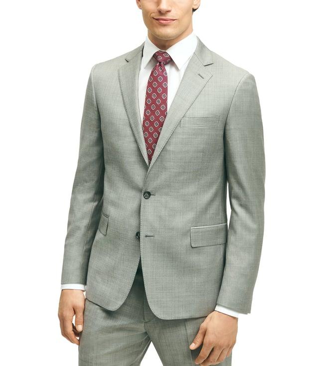 brooks brothers grey regular fit classic fit wool sharkskin 1818 suits sport coat