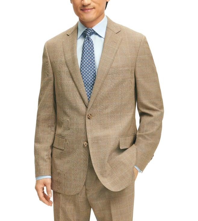 brooks brothers blue regular fit classic fit wool checked 1818 suits sport coat