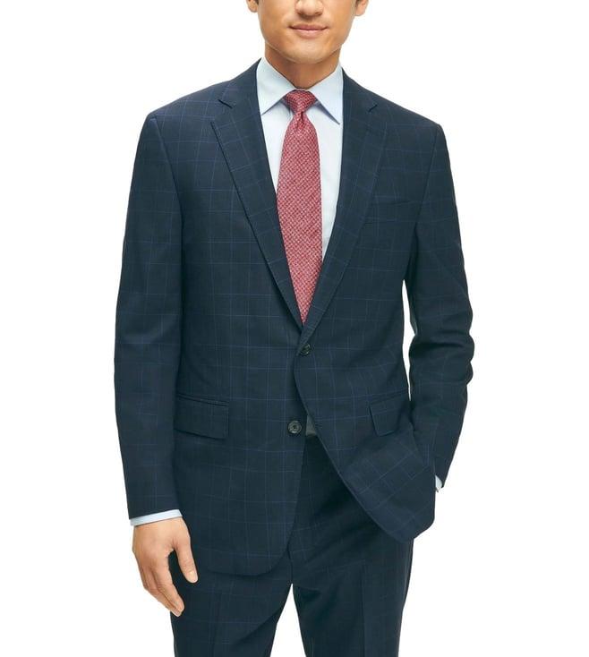 brooks brothers navy regular fit explorer collection classic fit wool checked sport coat