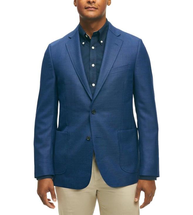 brooks brothers blue regular fit classic fit wool hopsack patch pocket sport coat