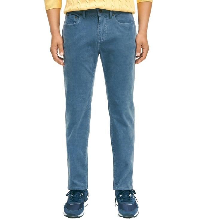 brooks brothers blue slim fit five-pocket stretch corduroy pants