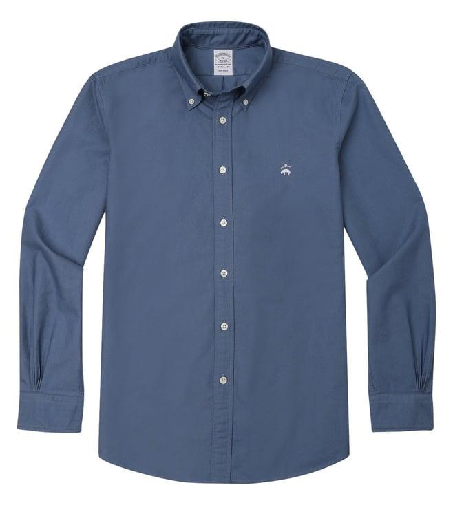 brooks brothers blue regular fit sport shirt