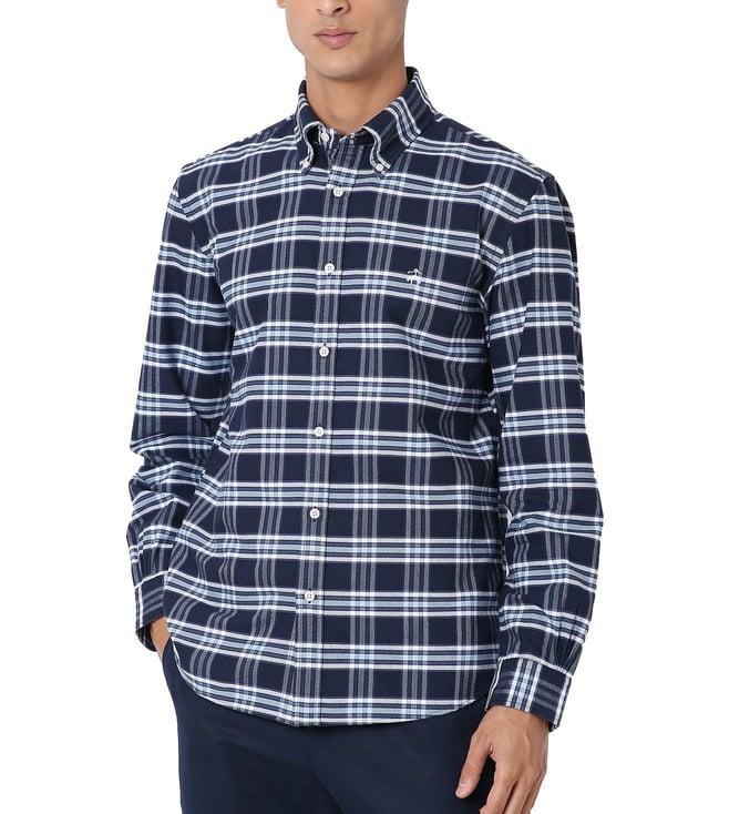 brooks brothers blue regular fit sport shirt