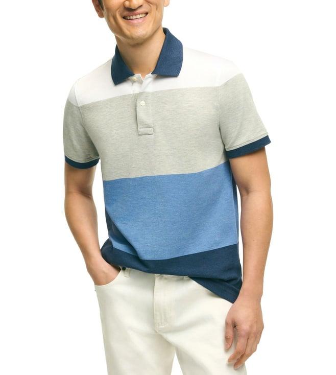 brooks brothers blue regular fit polo t-shirts