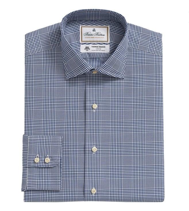 brooks brothers navy regular fit dress shirt