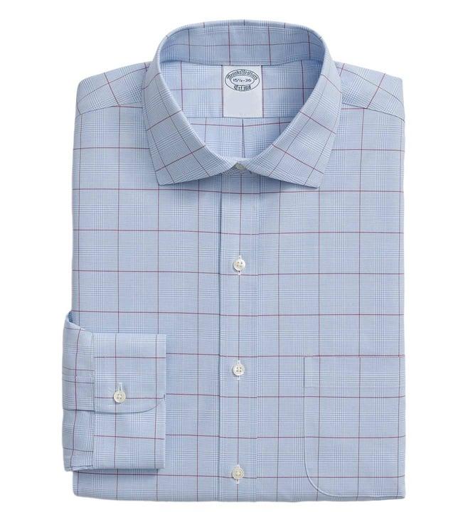 brooks brothers blue regular fit dress shirt