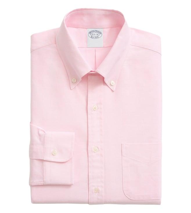 brooks brothers pink regular fit dress shirt