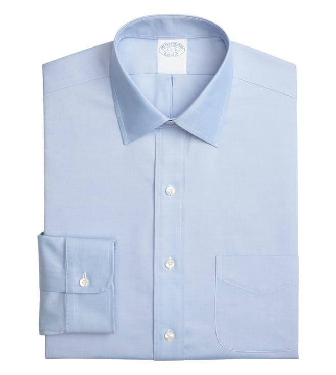 brooks brothers blue regular fit dress shirt