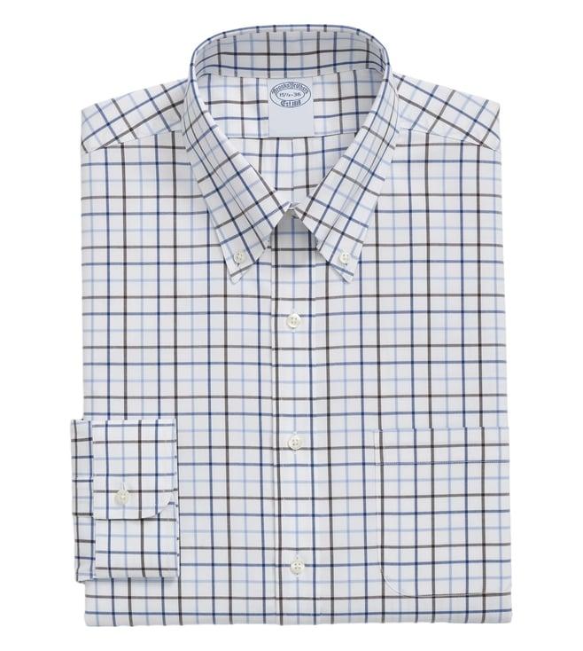 brooks brothers blue regular fit dress shirt