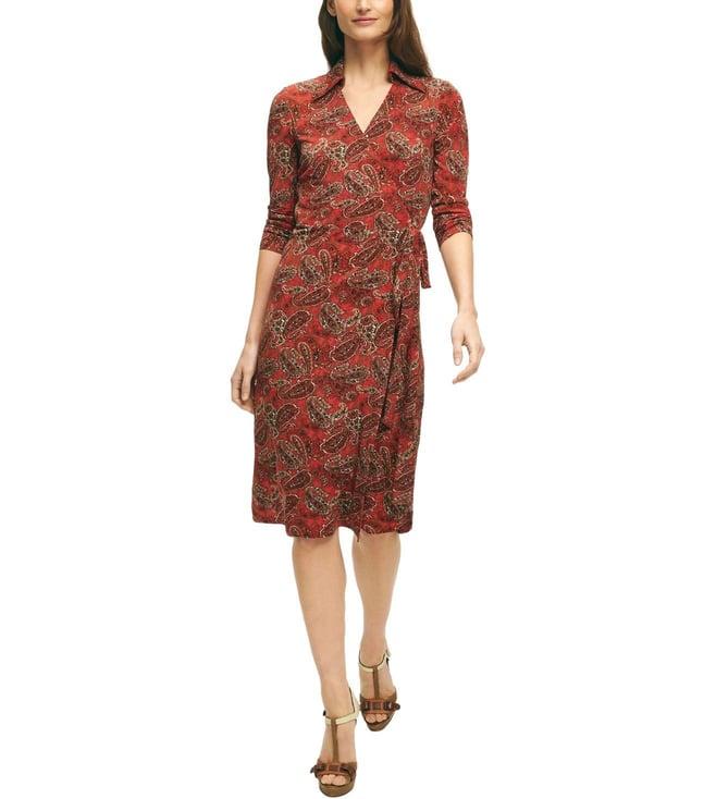 brooks brothers red modern fit signature print wrap dress