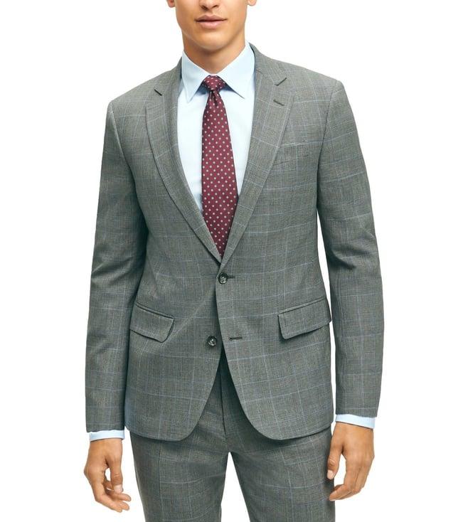 brooks brothers grey regular fit bb explorer classic plaid sport coat