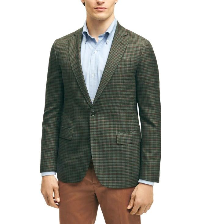 brooks brothers green regular fit regent regular-fit wool hopsack sport coat