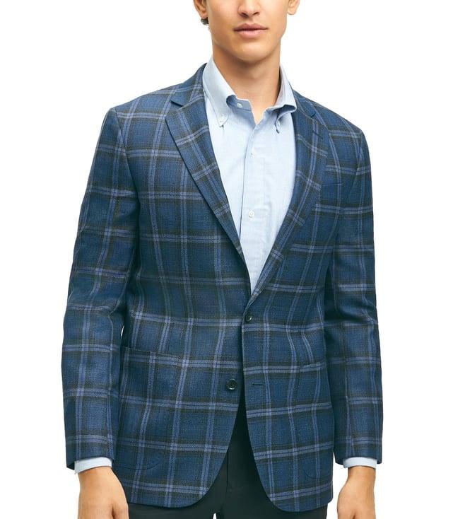 brooks brothers navy regular fit regent regular-fit wool hopsack sport coat