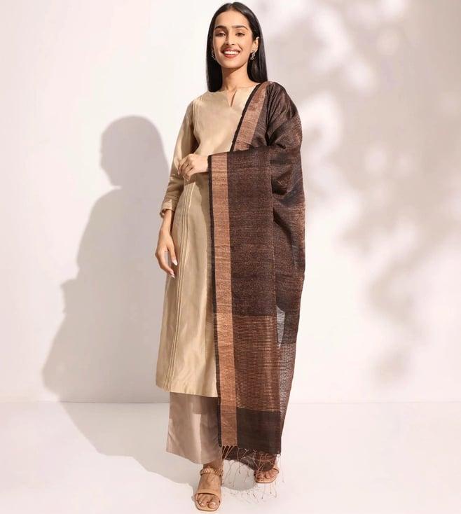 fabindia brown woven dupatta