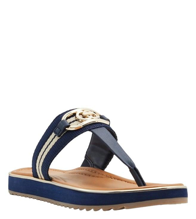 aldo women's nesien dark blue t-strap sandals