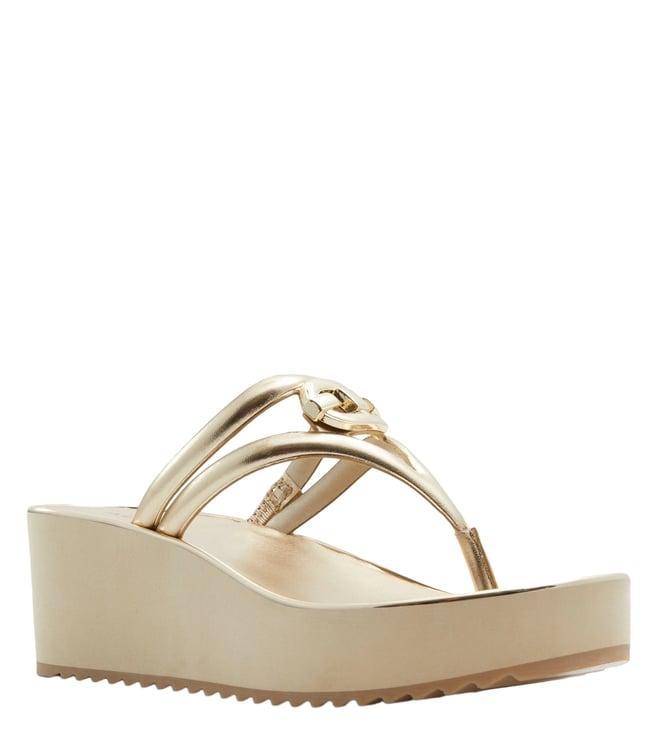 aldo women's albobrenna gold t-strap sandals