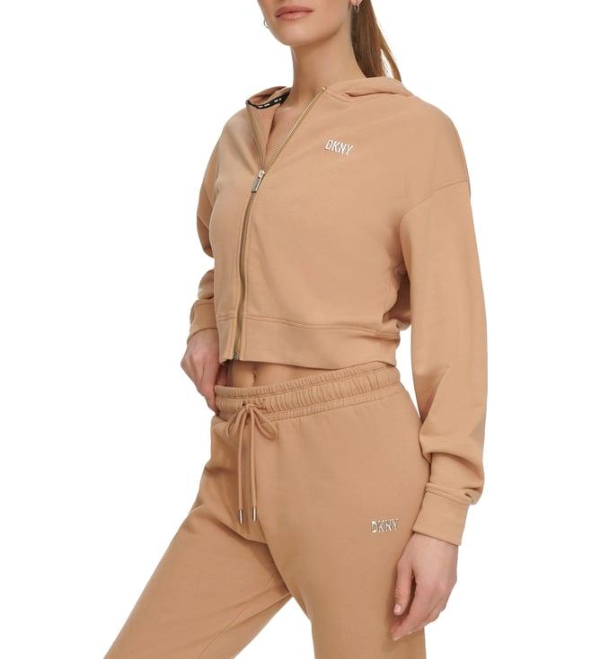 dkny brown regular fit hoodie