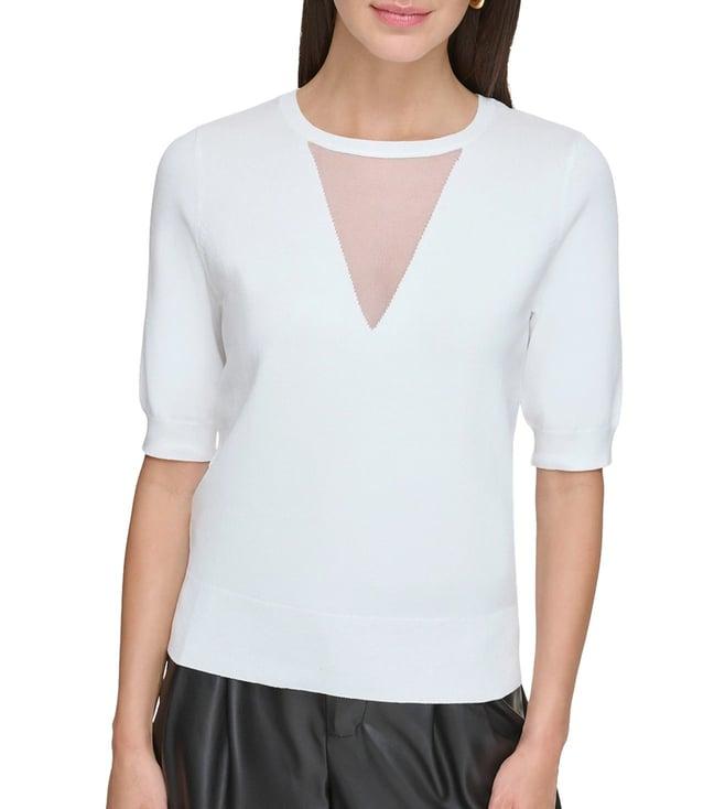 dkny white regular fit sweater