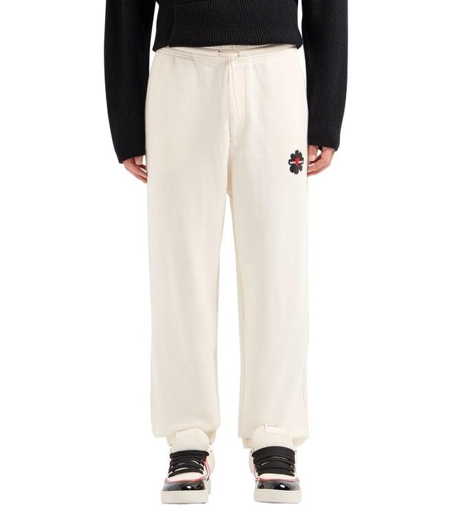 emporio armani white full length lounge pants