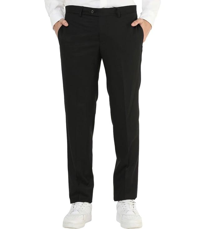 emporio armani black full length trousers