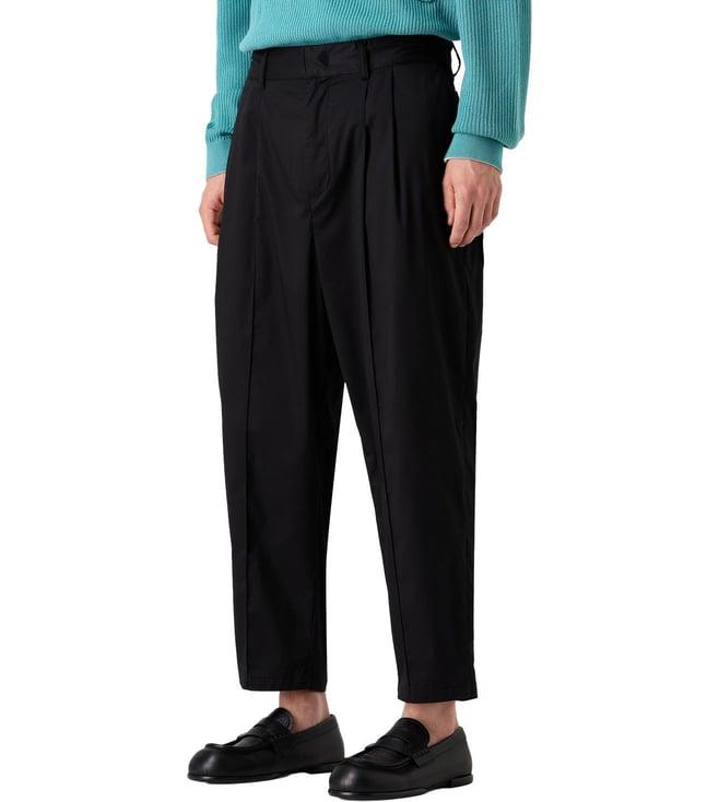 emporio armani black full length trousers