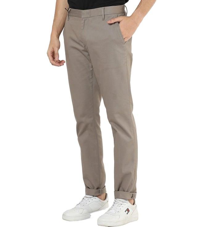 emporio armani grey solid single pleated trousers