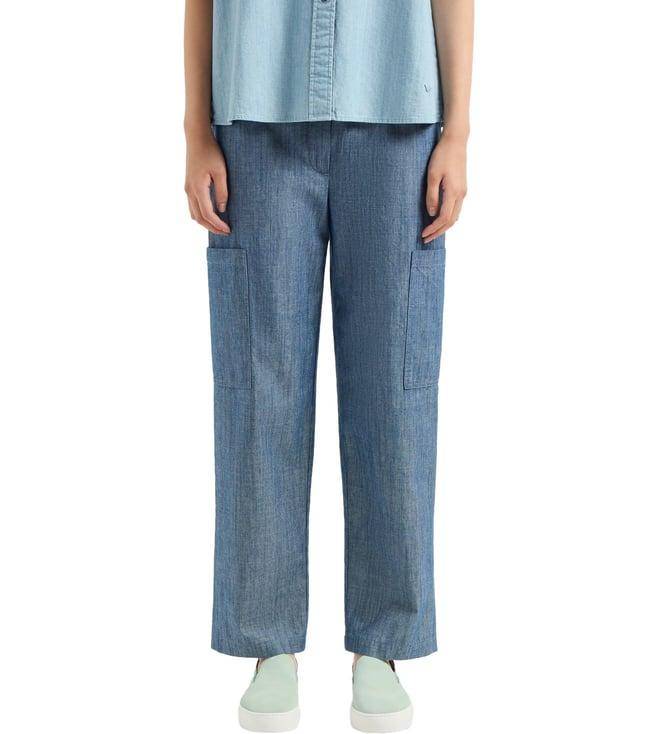 emporio armani blue full length trousers