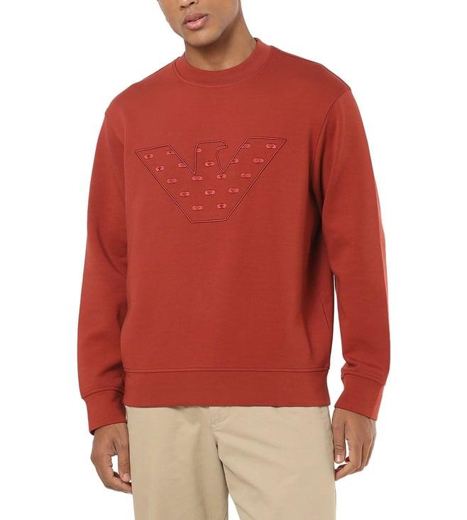 emporio armani red regular fit blended sweatshirt