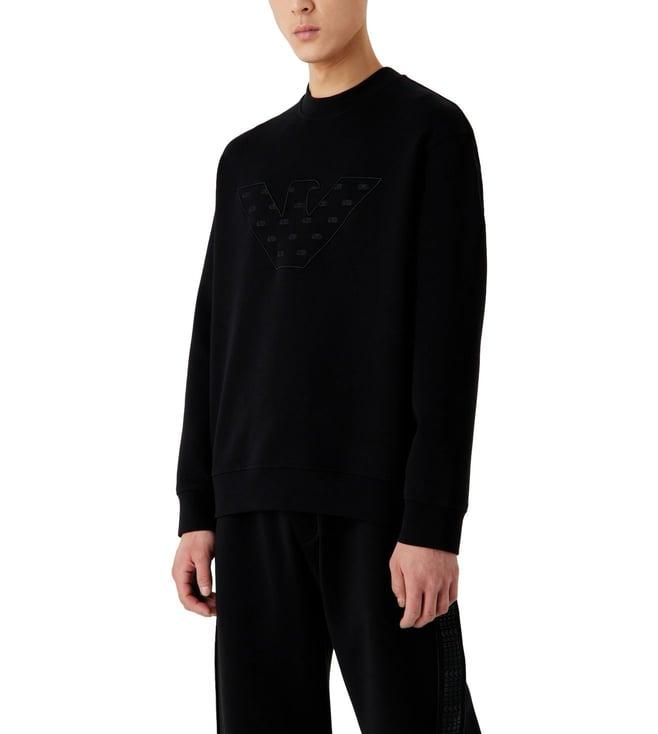 emporio armani black regular fit blended sweatshirt