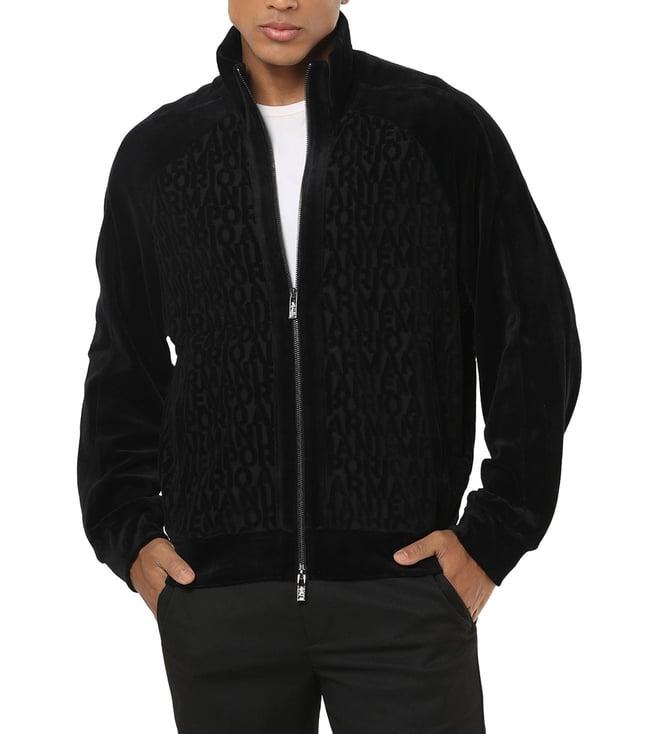 emporio armani black regular fit blended sweatshirt