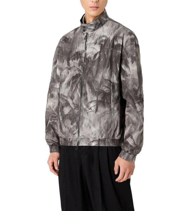 emporio armani grey full sleeves printed blouson jacket