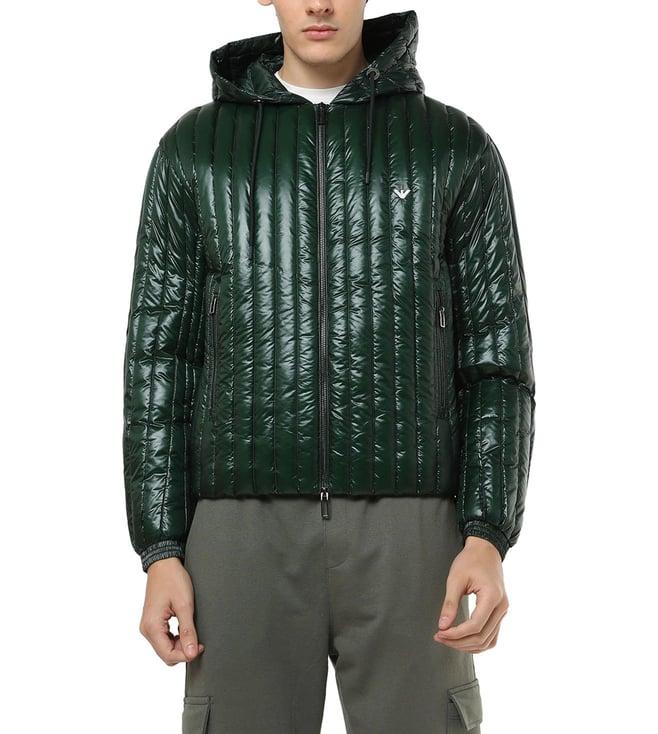 emporio armani green regular fit polyamide jacket