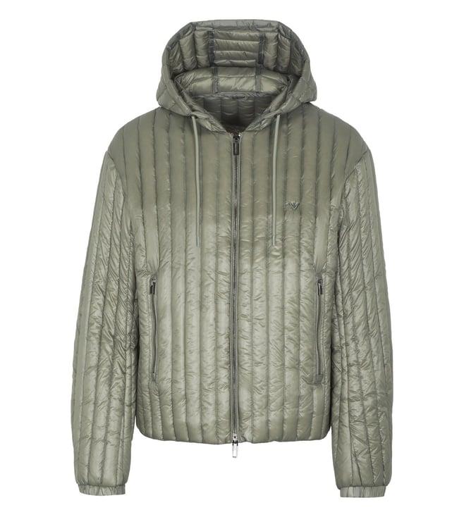 emporio armani green regular fit polyamide jacket