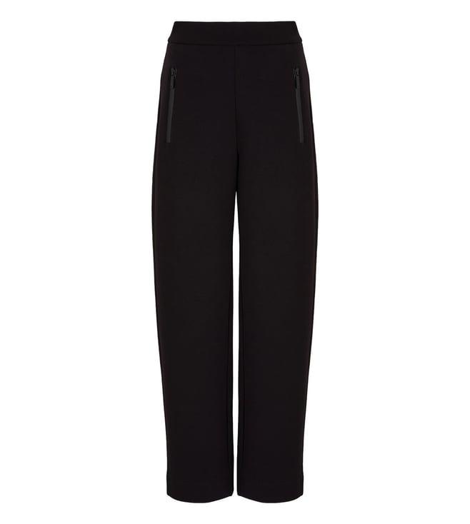 emporio armani black full length trousers