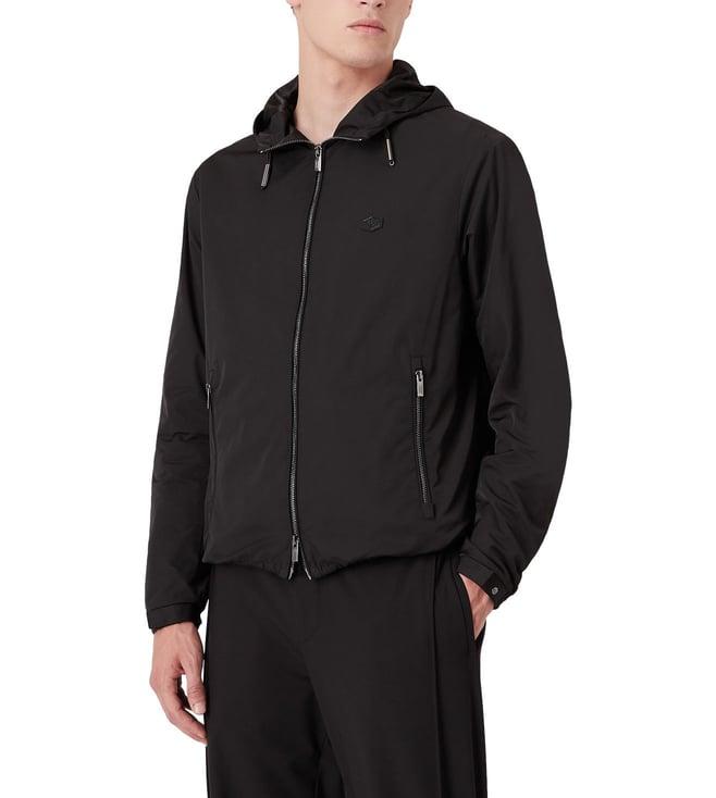 emporio armani black regular fit polyester jacket