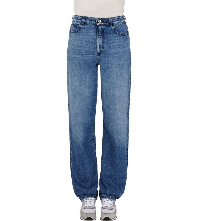 emporio armani blue full length regular fit jeans