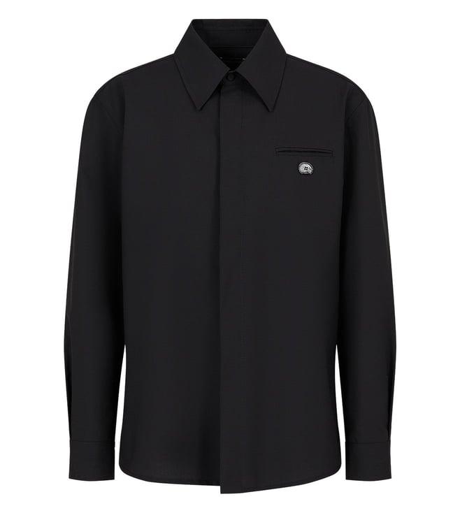 emporio armani black full sleeves regular fit shirt