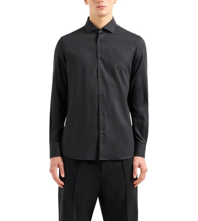 emporio armani black cotton regular fit shirt